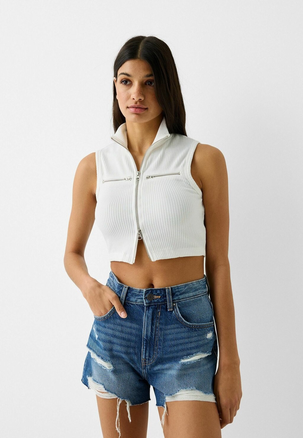 

Джинсовые шорты Bershka, цвет blue denim
