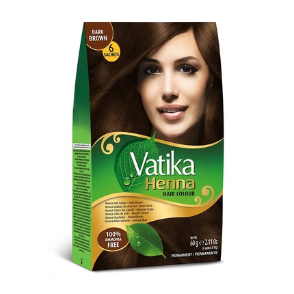 

Краска для волос Vatika Henna - краска для волос и кондиционер на основе хны 6 пакетиков по 10 г темно-коричневый Dabur