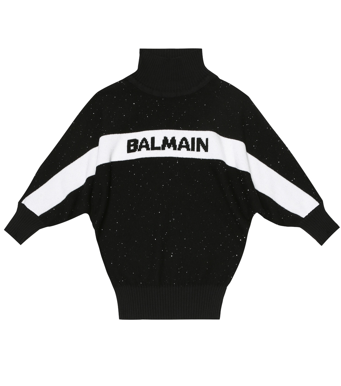 

Свитер из смесовой шерсти с логотипом и пайетками Balmain Kids, Nero