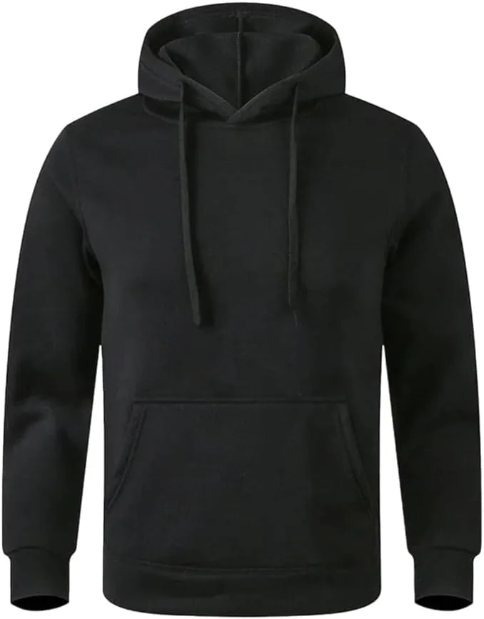 

Мужская однотонная толстовка с капюшоном и карманом-кенгуру