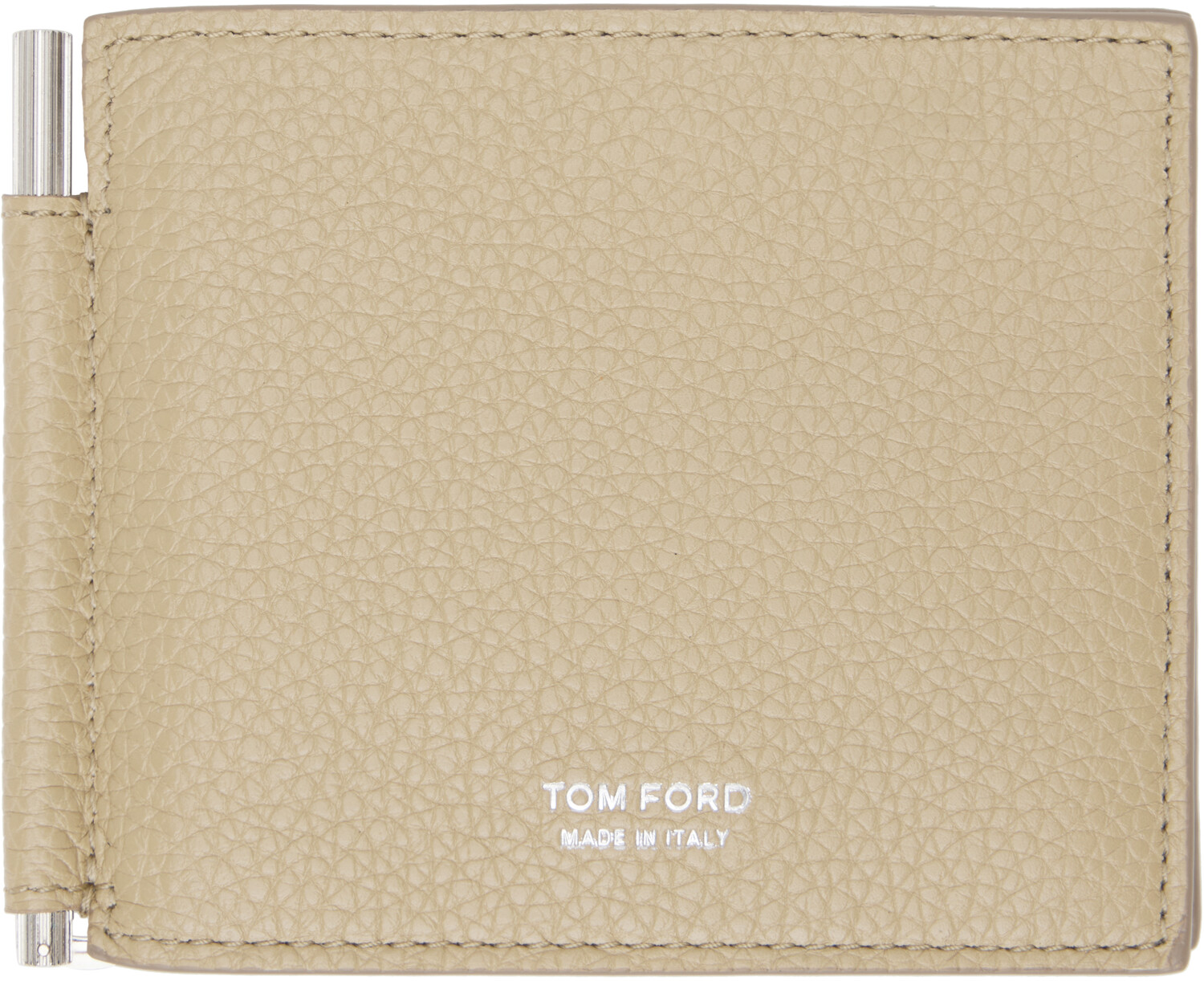 

Кошелек-зажим для денег из бежевой зернистой кожи TOM FORD