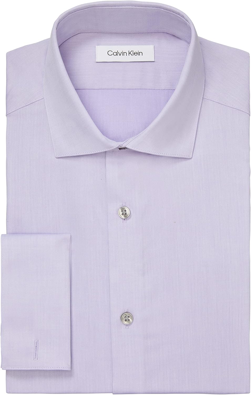Мужская рубашка Calvin Klein Slim Fit с французскими манжетами, не требующими глажки, с узором «елочка», Lilac — фото 3