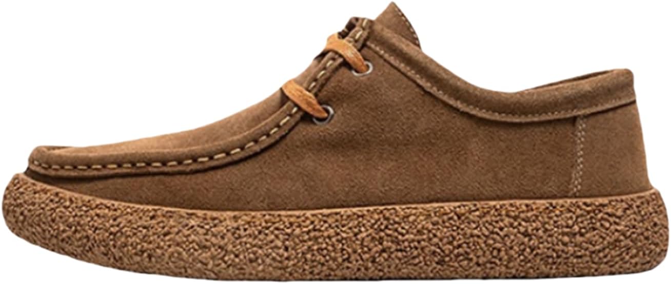 

Мужские винтажные замшевые оксфорды, удобные, с противоскользящей плоской подошвой и шнуровкой, для работы и социальных мероприятий Jhfdioy, коричневый