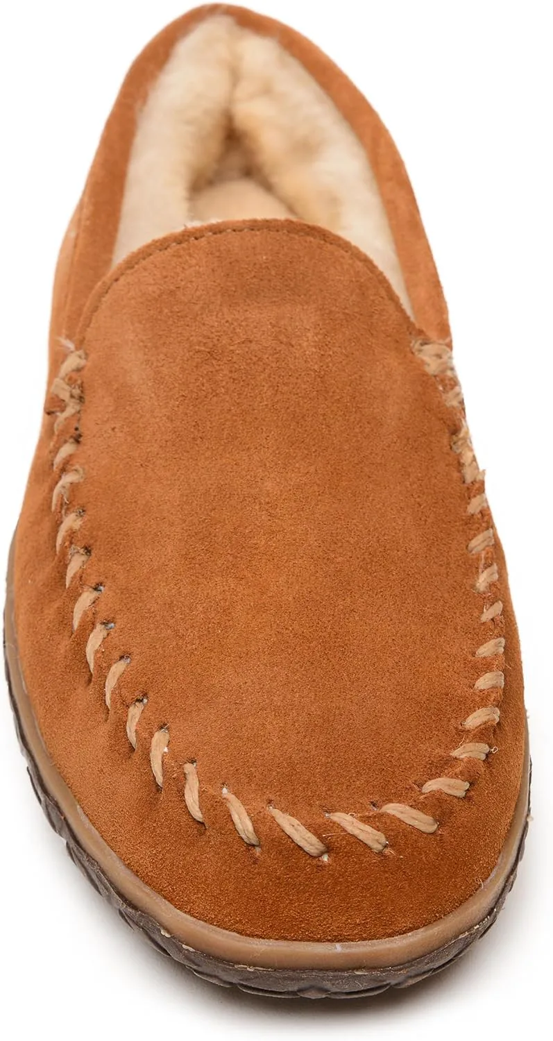 Мужские замшевые мокасины Minnetonka Tobie с меховой подкладкой из овчины и прочной подошвой для дома и улицы, коричневый — фото 4