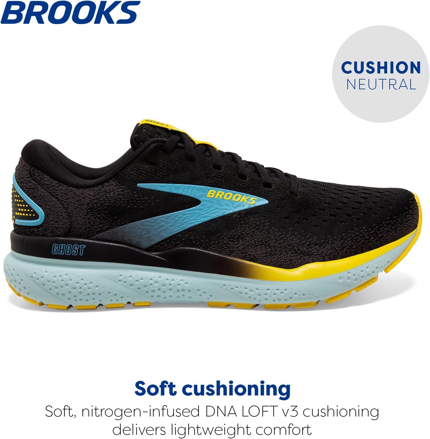 Мужские нейтральные беговые кроссовки Brooks Ghost 16, черный/синий — фото 2