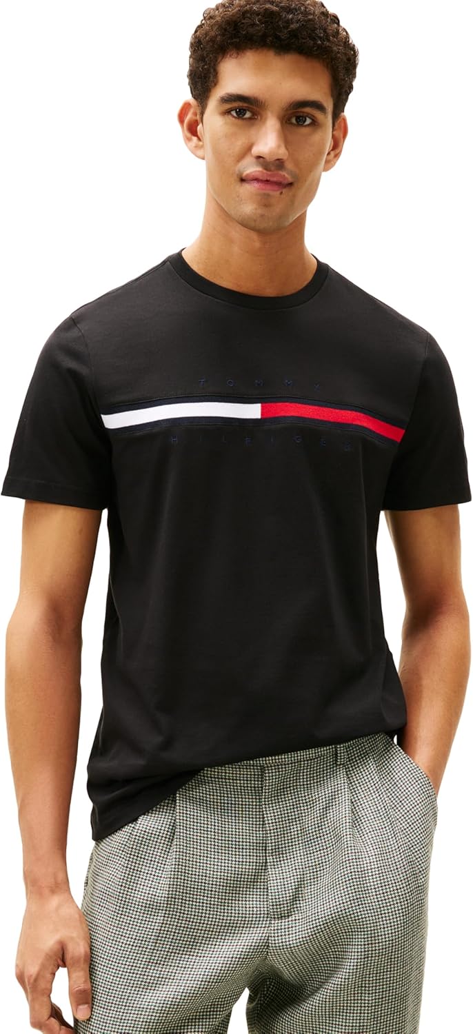 

Мужская футболка с коротким рукавом и логотипом Tommy Hilfiger, Jet Black, Черный, Мужская футболка с коротким рукавом и логотипом Tommy Hilfiger, Jet Black