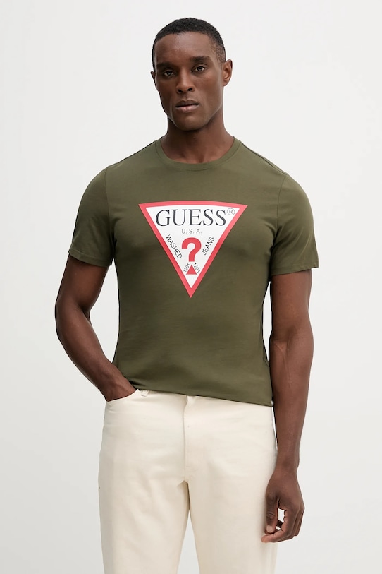 

Хлопковая футболка Guess, зеленый