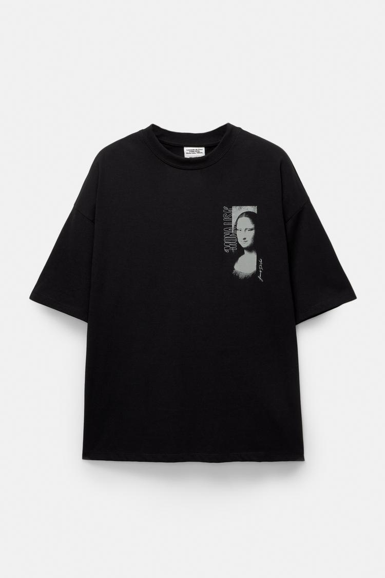 

Футболка Мона Лиза Pull And Bear, черный