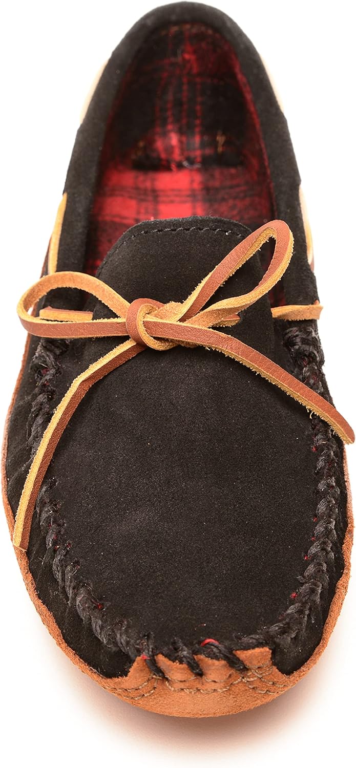 Мужские флисовые тапочки с двумя подошвами Minnetonka, черный — фото 2