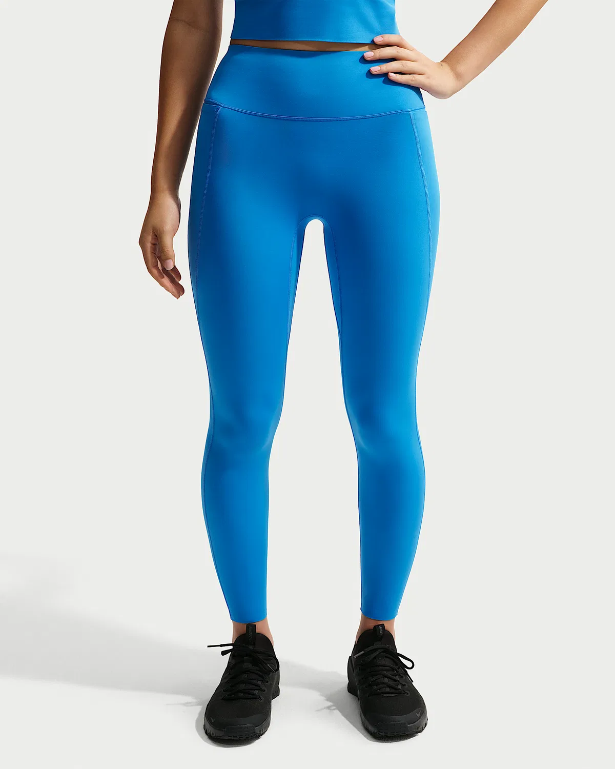 Женские леггинсы Nike Universa с высокой талией 7/8, без переднего шва, Light Photo Blue/Blue Spark/Blue Spark — фото 2