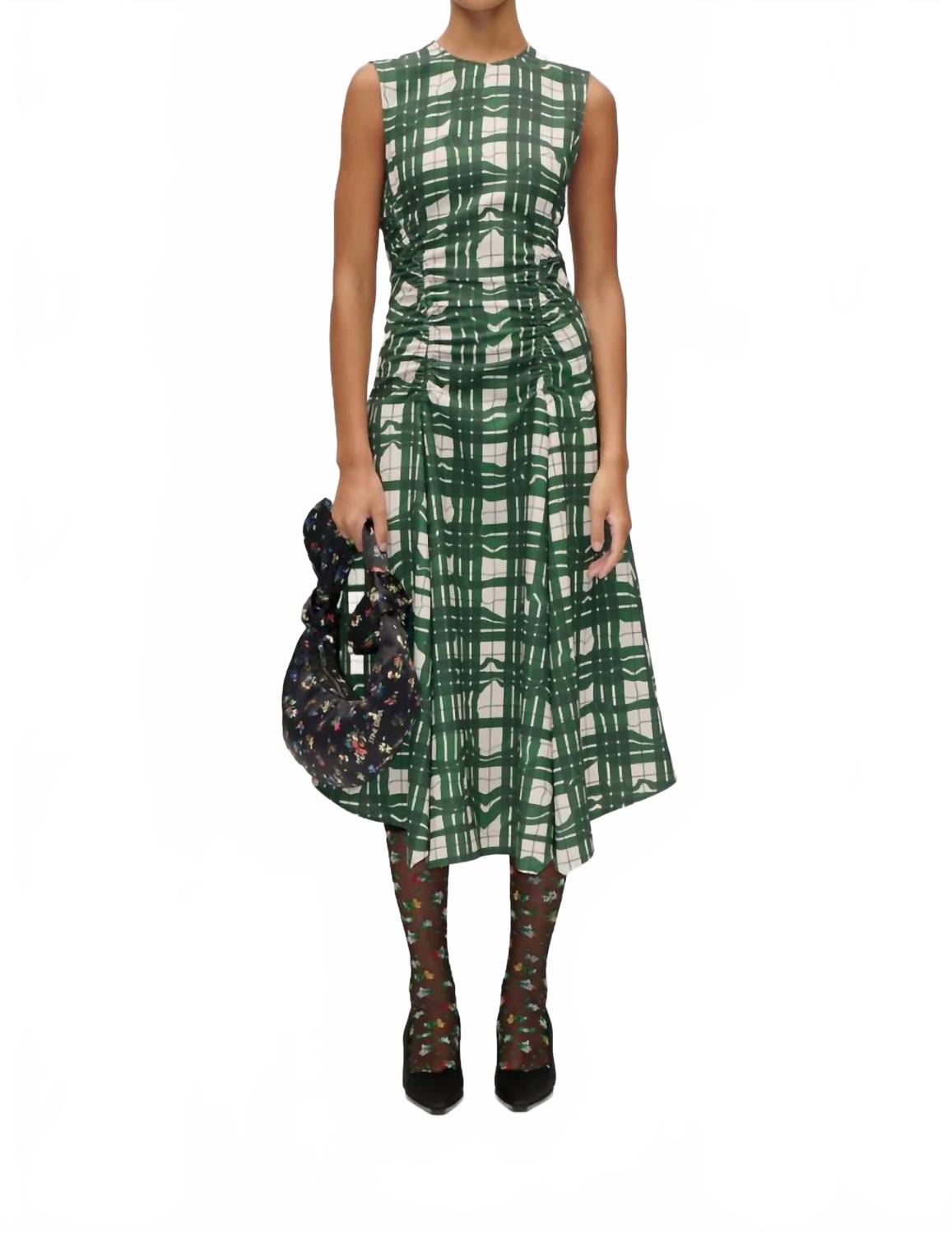 

Платье-миди без рукавов со сборками в клетку волнистого узора STINE GOYA, checkered wave