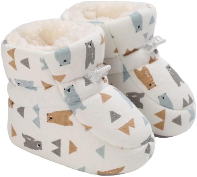 

Новорожденные мальчики девочки теплые ботинки пушистые носки уютные ботиночки нескользящие Purepips, White-Bear