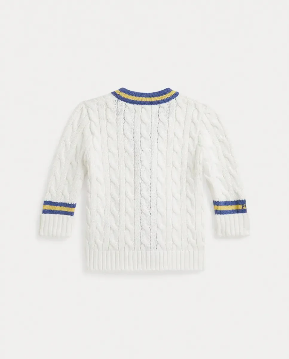 Детский кардиган для мальчика из хлопка с узором «косы» Polo Ralph Lauren, Blanco Roto — фото 2