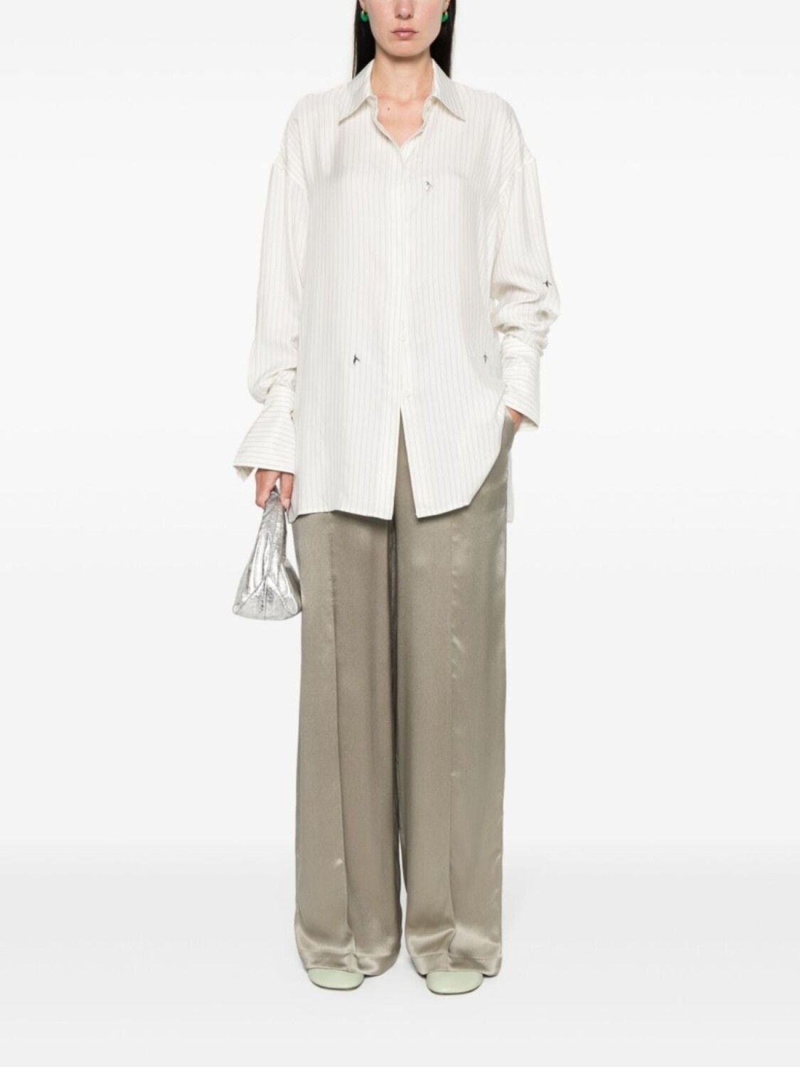 

LOEWE брюки с вышивкой Anagram, зеленый