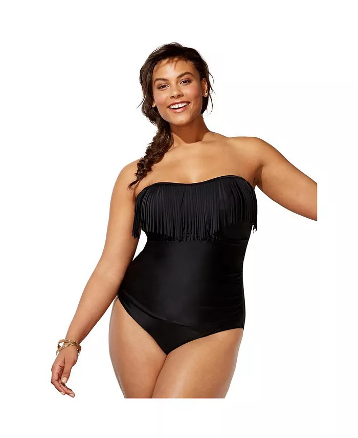 

Женский купальник-бандо с бахромой One Piece Swimsuits for All, черный