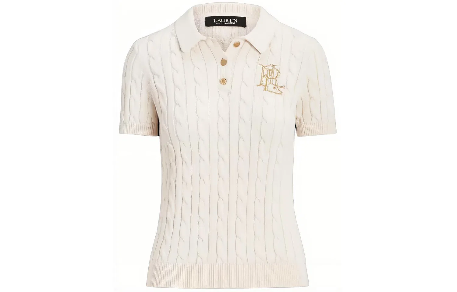 Топ-поло с кабельной вязкой Polo Ralph Lauren, Mascarpone Cream