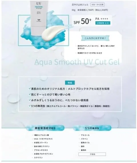 Солнцезащитный гель Aqua Smooth UV Protection, SPF50+ PA++++, EVI-AITEMSEINGUS, 90 г — фото 3