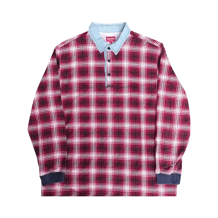 Регбийная рубашка Supreme Shadow Plaid 'Red'