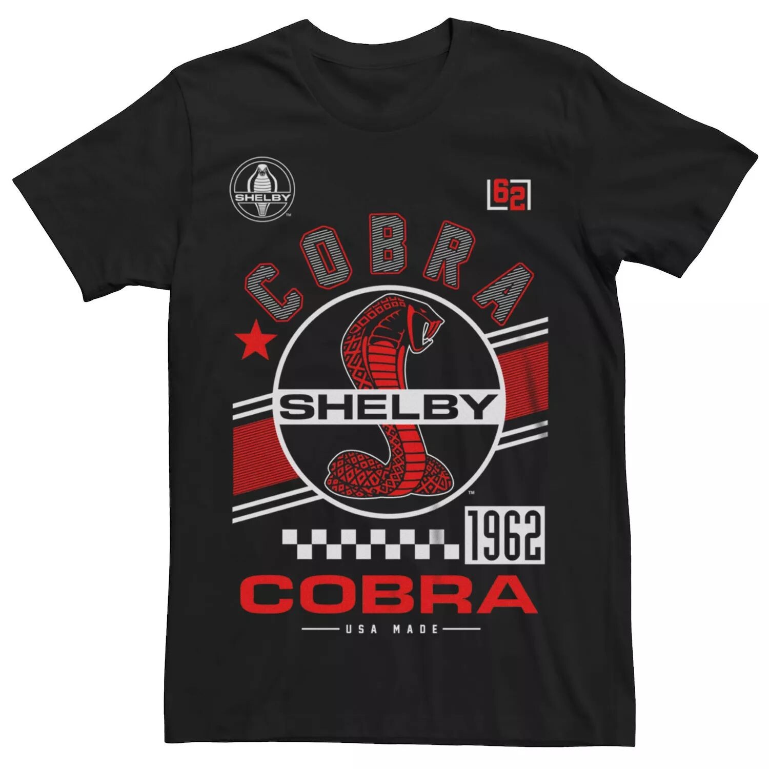 

Мужская красная футболка с графическим логотипом Shelby Cobra Licensed Character, Красный, Мужская красная футболка с графическим логотипом Shelby Cobra Licensed Character