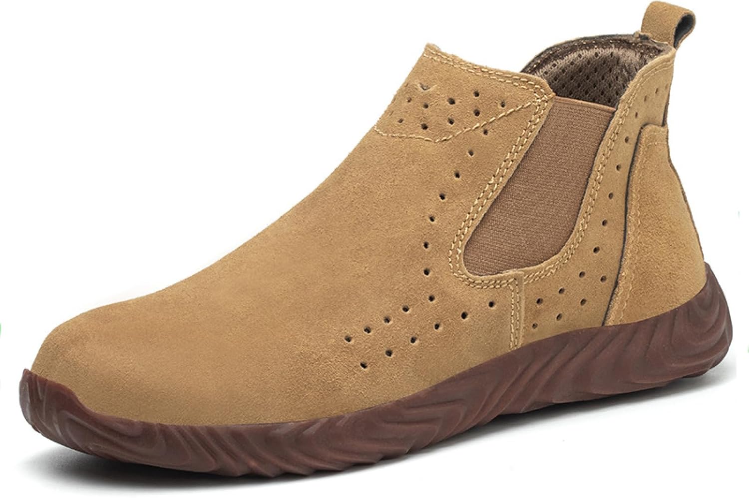 

Мужские замшевые ботинки-чукка на платформе, повседневные, удобные, с круглым носком, противоскользящие, с мягкой подошвой, короткие ботинки, легкие, для работы и прогулок Loveheynew, Brown-hollow