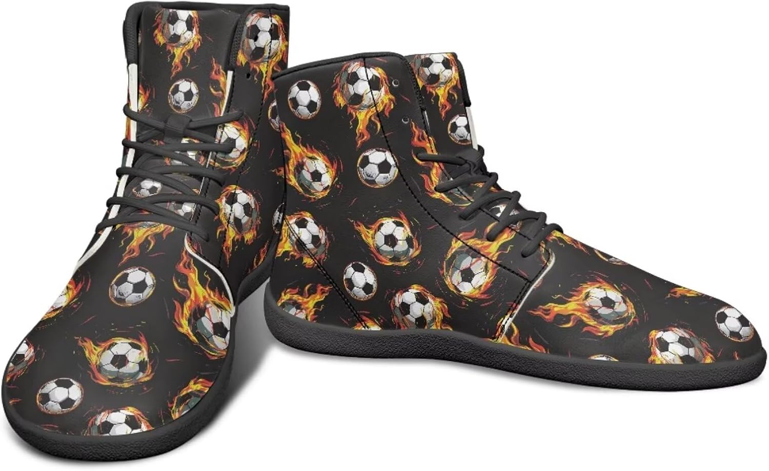 

Кроссовки-босоножки с высоким верхом для мужчин, минималистичная обувь для бега с резиновой подошвой для заземления Watdotory, Flame Soccer Pattern