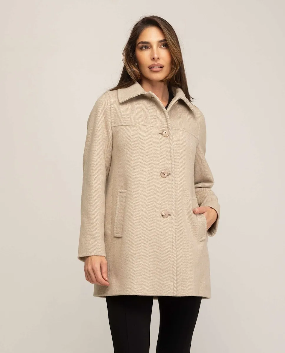 

Женское пальто с воротником-рубашкой, рукавом портного и кокеткой спереди Fsh, бежевый