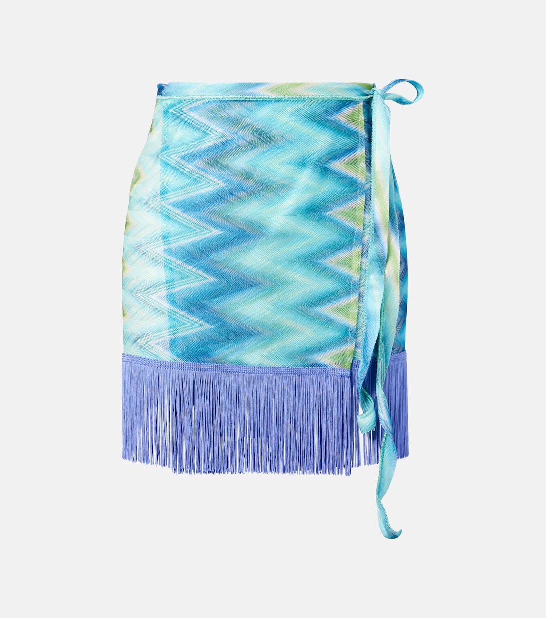 

Юбка-парео с зигзагообразной бахромой Missoni, Blue and green macro chevron