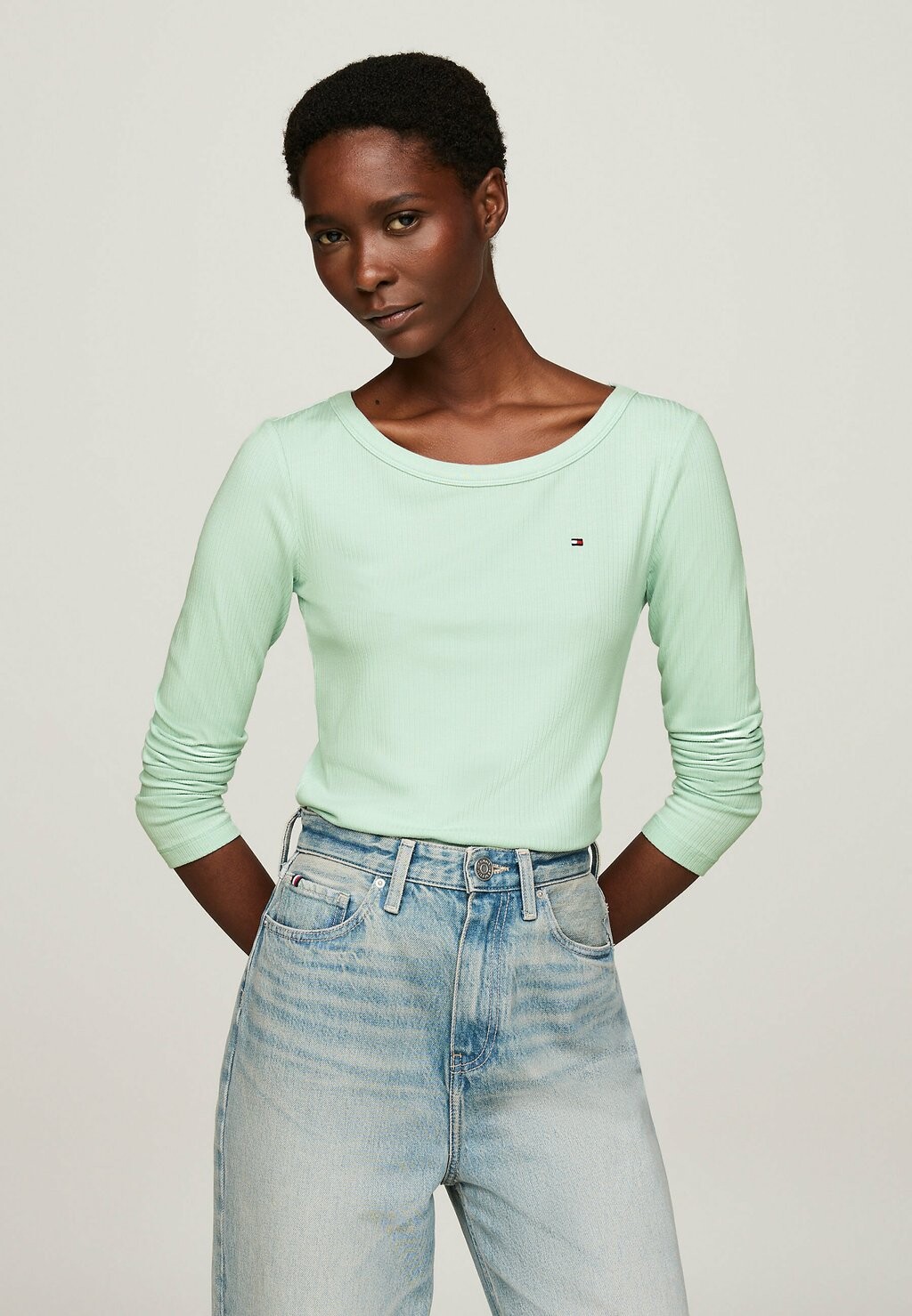 

Топ с длинными рукавами SLIM Tommy Hilfiger, зеленый