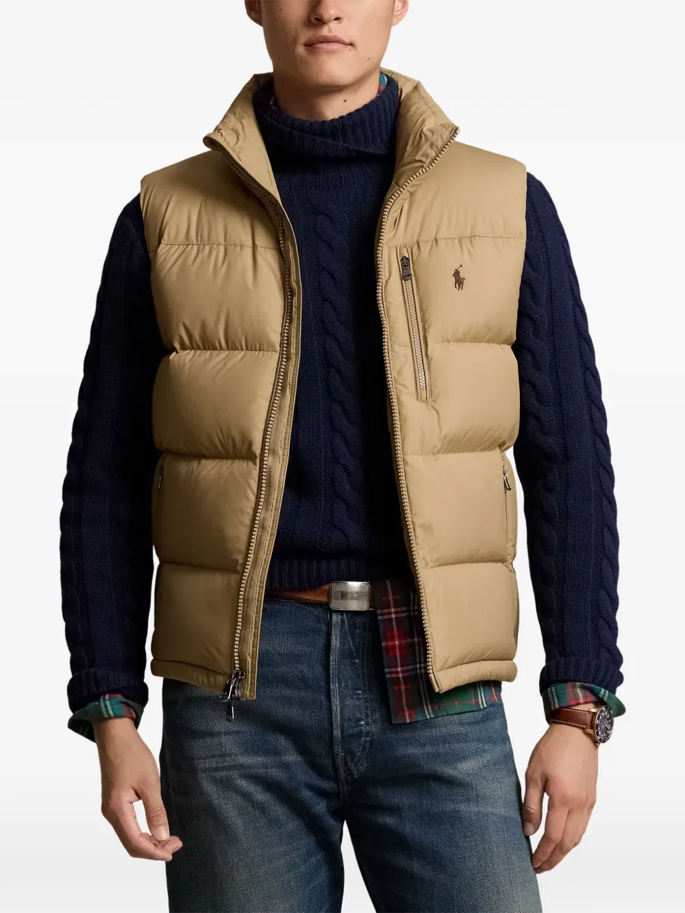 Пуховый жилет с застежкой-молнией Polo Ralph Lauren, нейтральный — фото 3