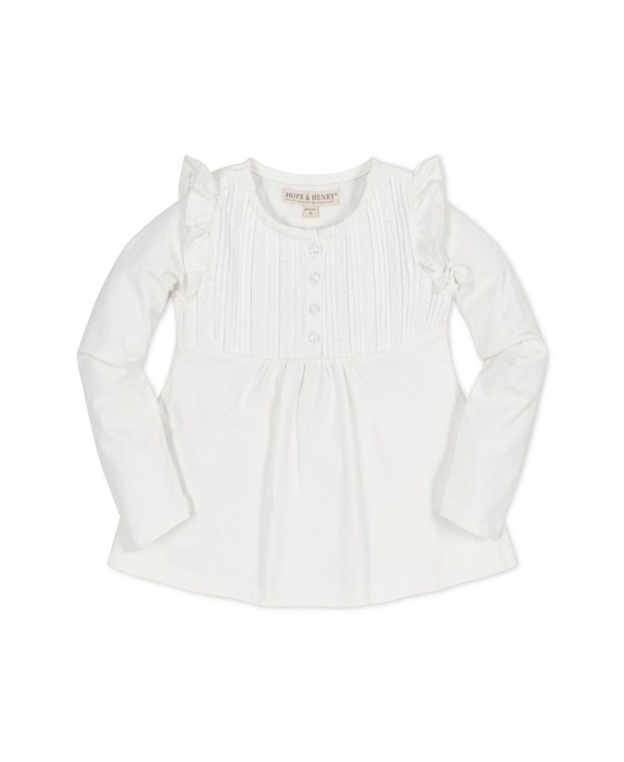 

Детский вязаный топ с длинными рукавами и складками для девочек Hope & Henry, Ivory pintuck