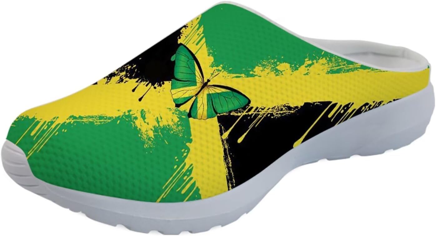 

Мужские сандалии GLENLCWE, женские прогулочные мюли, кроссовки, сетчатые мягкие садовые сабо, легкая обувь для душа и воды с поддержкой свода стопы, Jamaican Butterfly