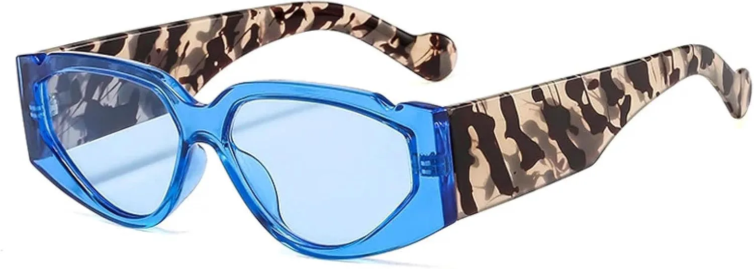 

Модные солнцезащитные очки в стиле стимпанк для женщин, винтажные «кошачий глаз», ретро-очки для мужчин с защитой от УФ-излучения UV400 TVTBBVV, C4blue-blue