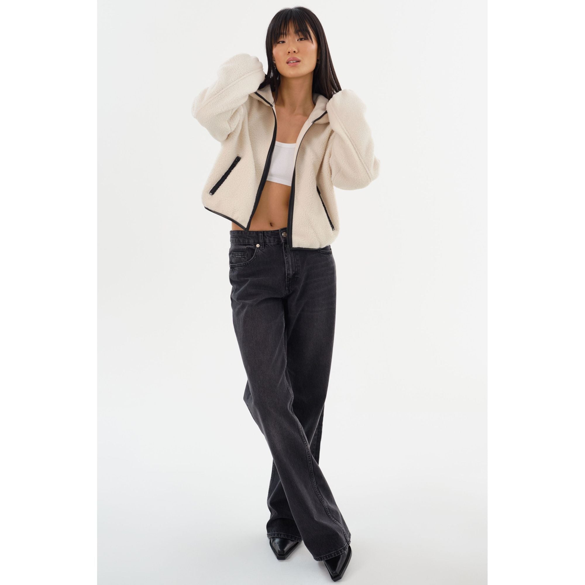 

Арлина | Толстовка на молнии из флиса Lamarque, слоновая кость