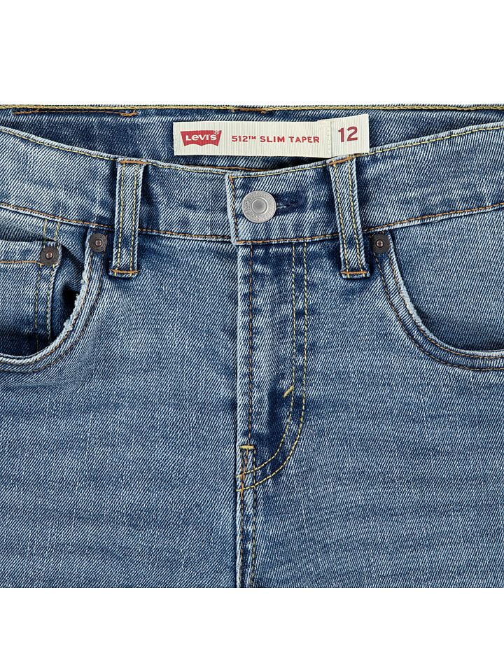 Джинсы облегающего кроя синего цвета Levi's Kids — фото 3