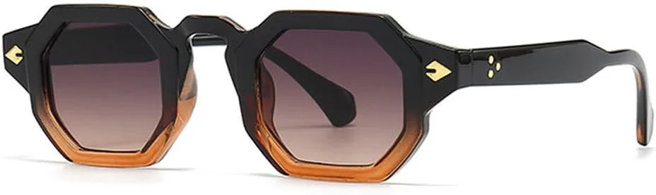 

Ретро-солнцезащитные очки квадратной формы с заклепками, градиентные, с защитой от УФ-излучения UV400, мужские солнцезащитные очки в стиле панк WNCKSQ, Black Grey Tea