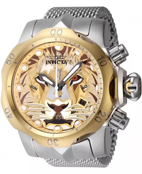 

Мужские кварцевые многофункциональные часы Venom 48171, цвет античного серебра, золота, коричневого цвета, с медным циферблатом Invicta, silver