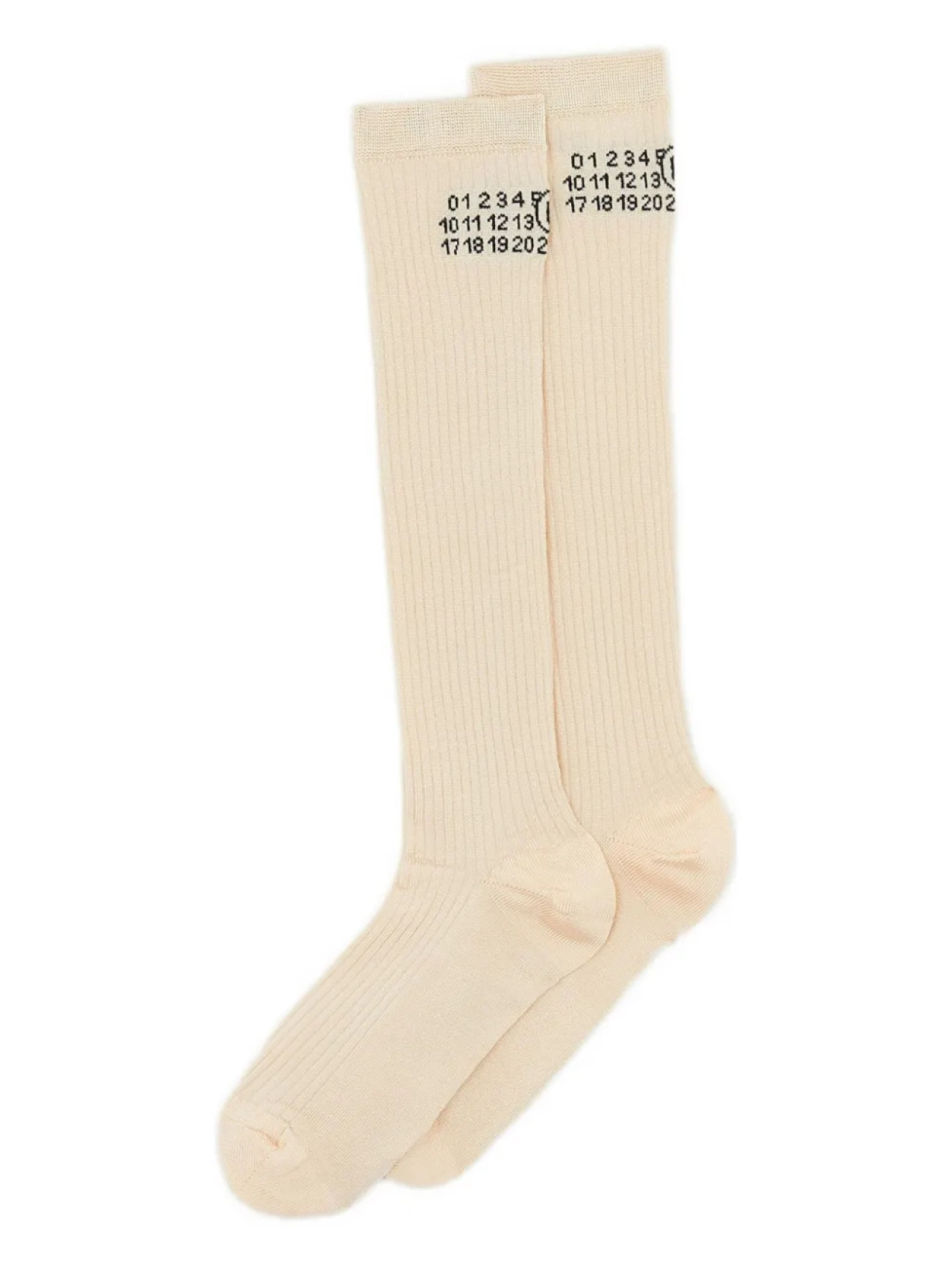 

Носки MM6 Maison Margiela в рубчик до колена, нейтральный