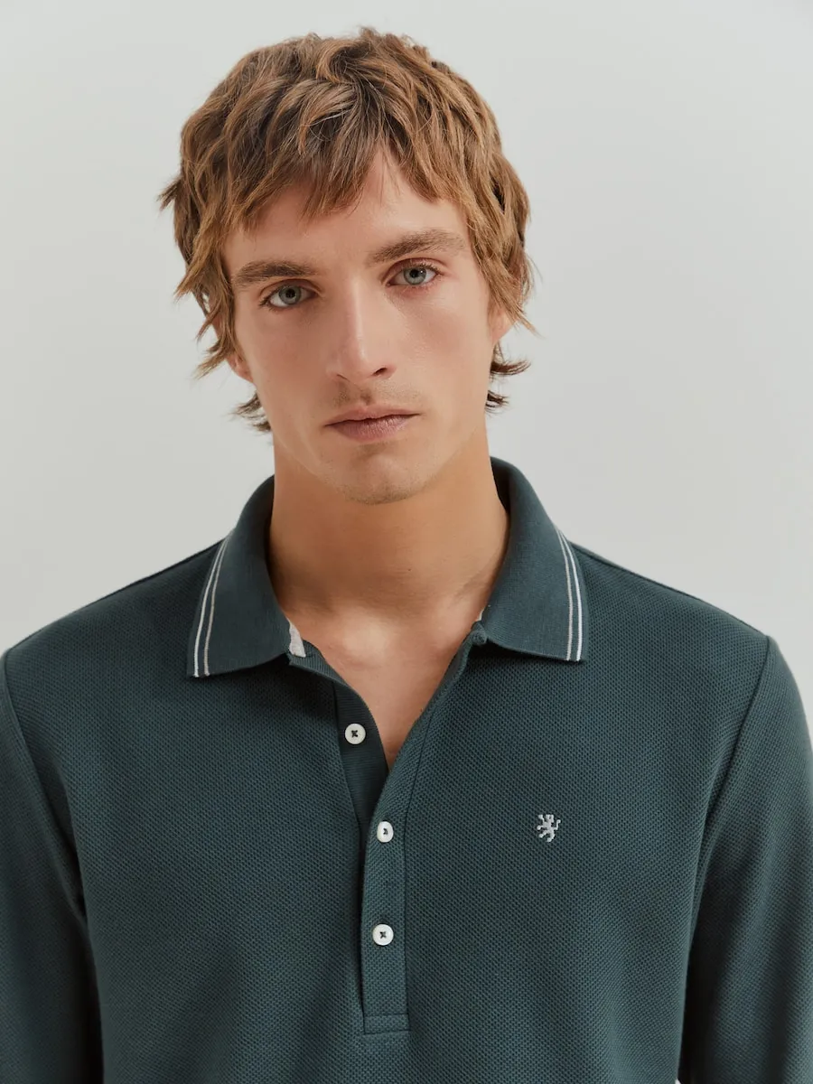 

Мужское поло с длинными рукавами и обычным кроем Lion of Porches, темно-синий