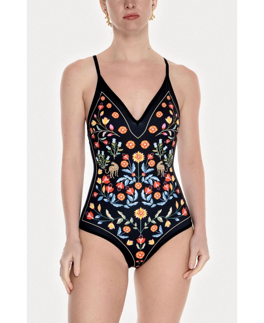 

Женский слитный купальник Night Imagination с двусторонним V-образным вырезом Jessie Zhao New York, Black