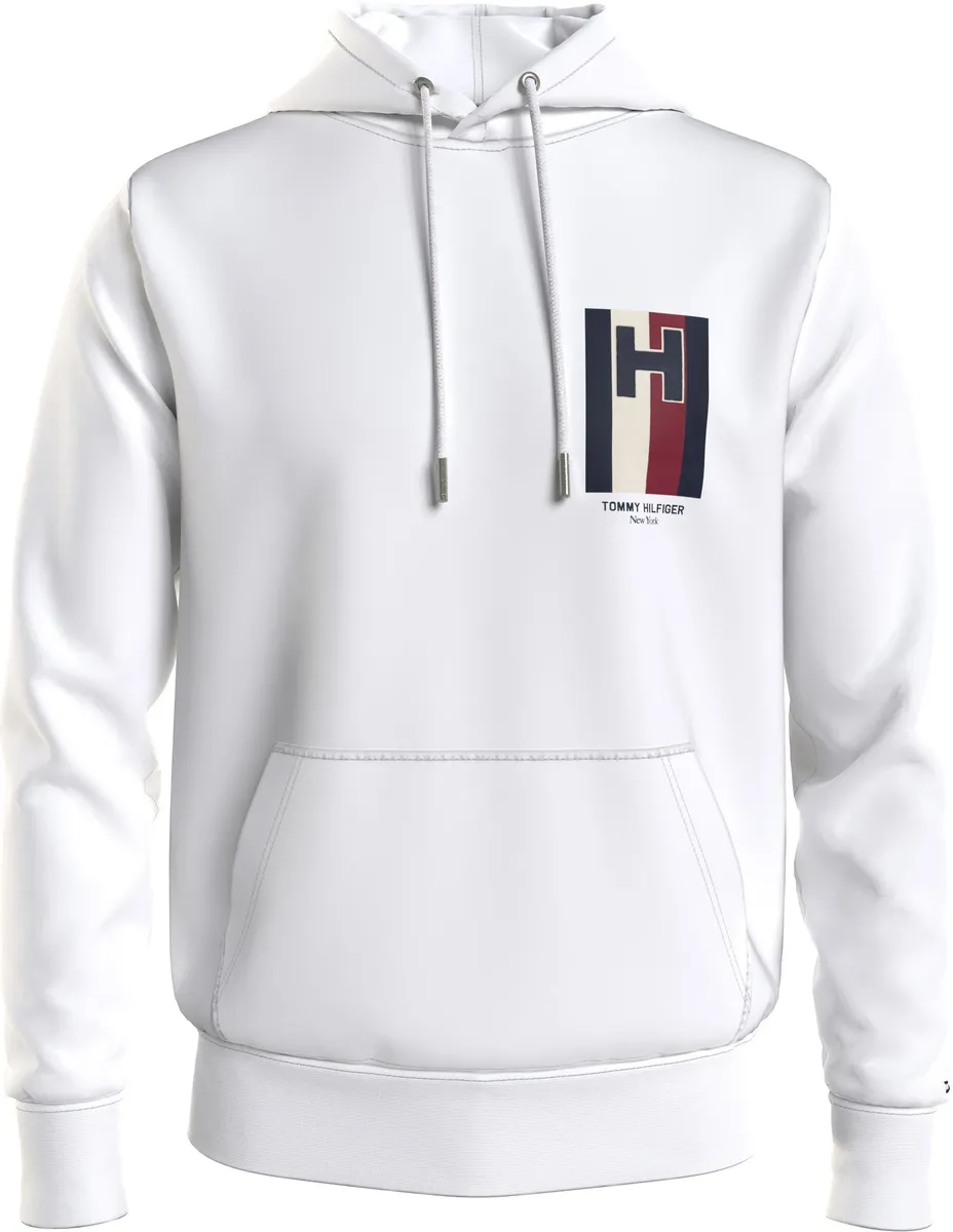

Толстовка Tommy Hilfiger "H EMBLEM HOODIE" с контрастным принтом на груди, белый
