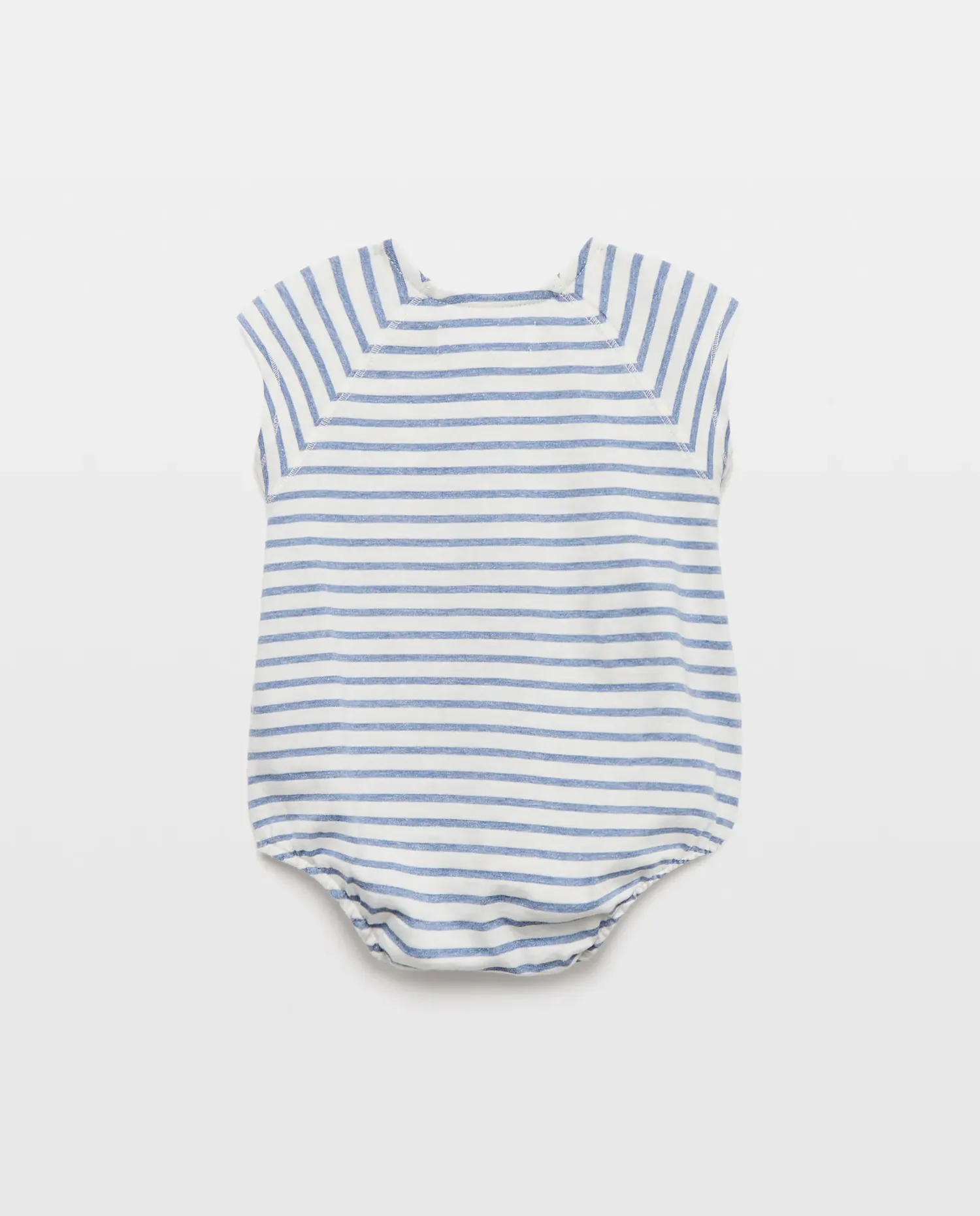 Короткий рукав комбинезон в полоску с пуговицами для младенца Baby El Corte Inglés, синий — фото 2