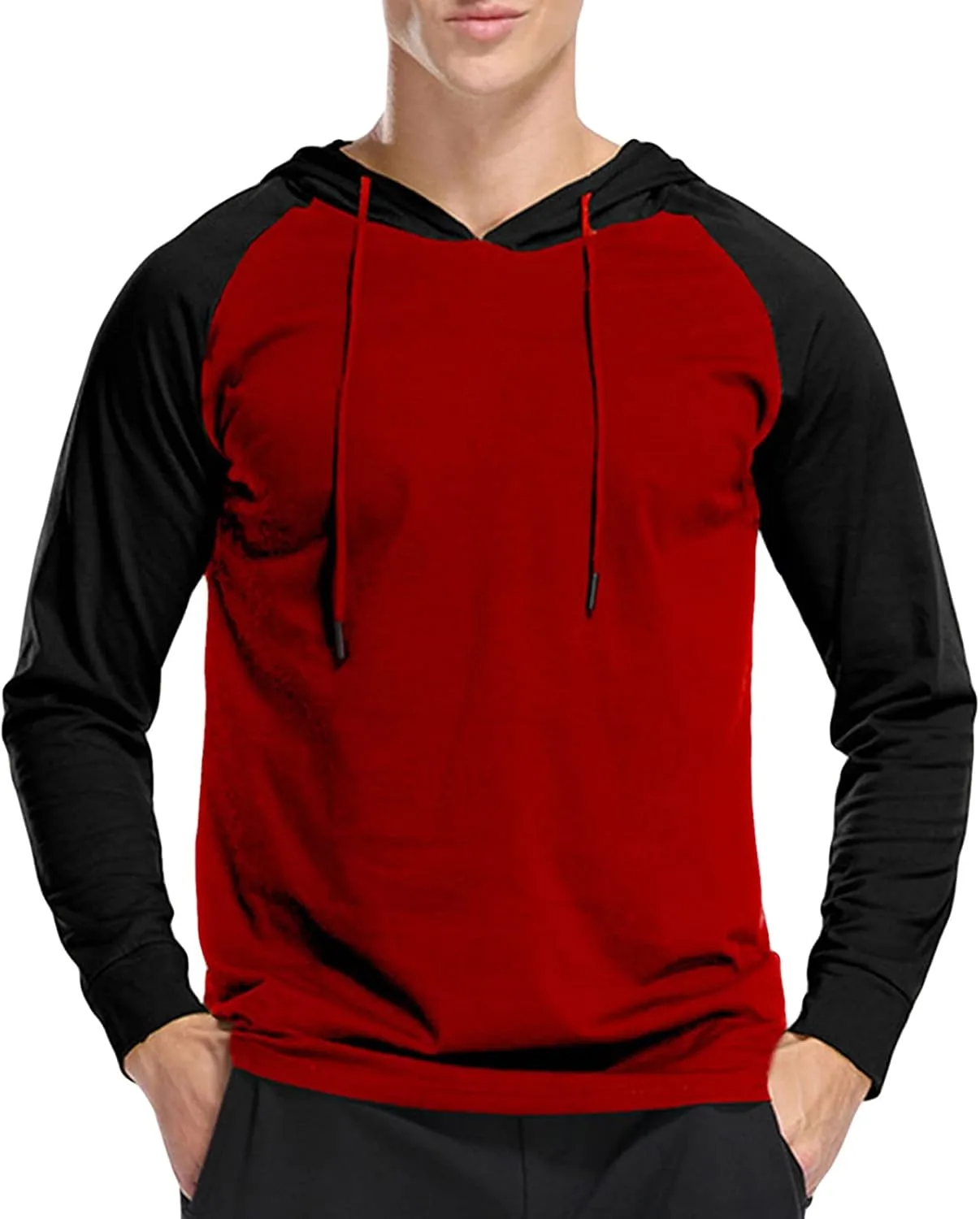 

JEsilunmaMY легкая толстовка для мужчин с капюшоном на шнурке, цветной блок, свободный крой