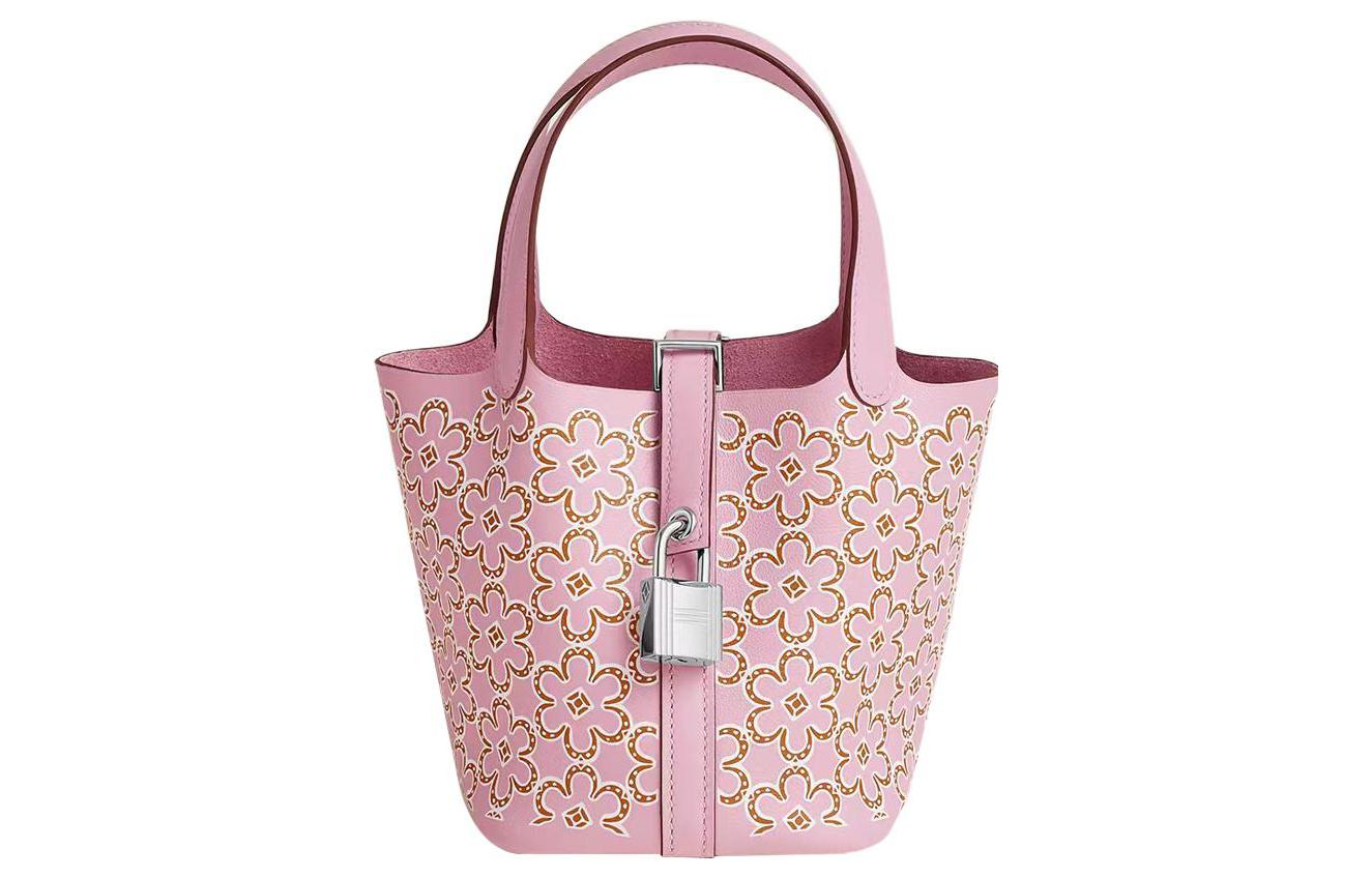 

HERMES Сумка Пикотин Лок Свифт из телячьей кожи корзинка ведро женская парча тыква фиолетовый медный красный белый