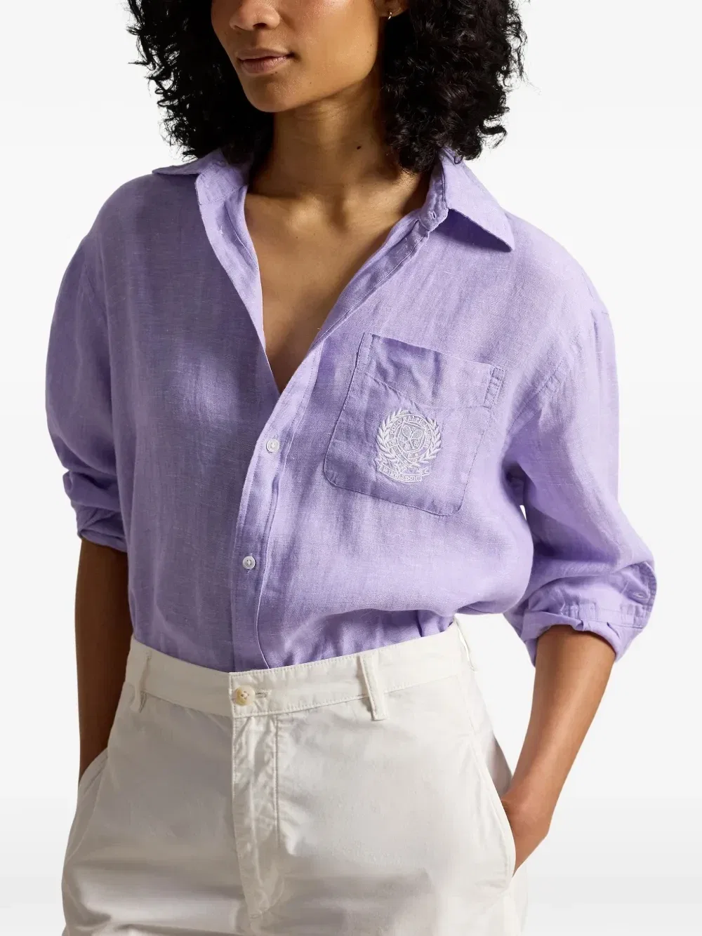 Рубашка Wimbledon с вышивкой POLO RALPH LAUREN, фиолетовый — фото 3