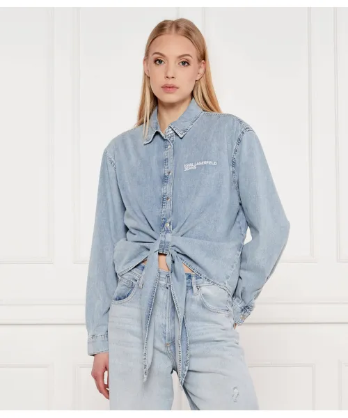

Джинсовая рубашка Cropped fit Karl Lagerfeld Jeans, синий