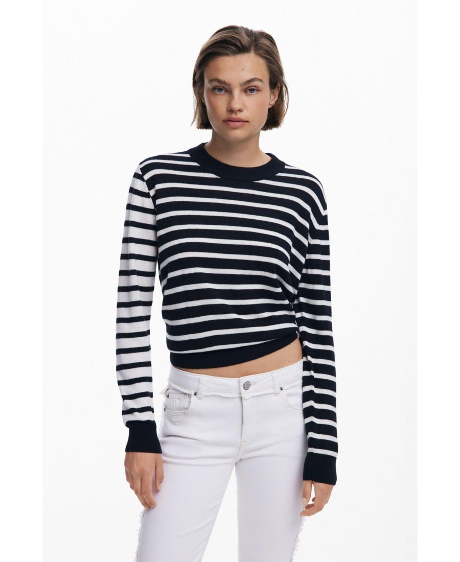 

Женский свитер в горизонтальную полоску Desigual, Black