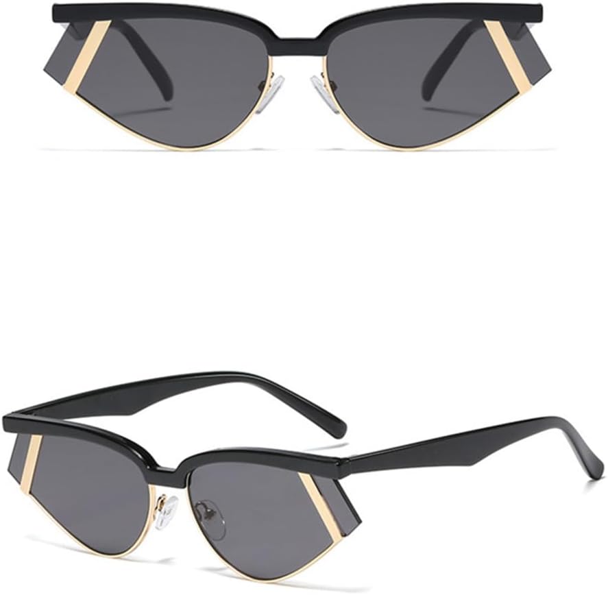 

Солнцезащитные очки «кошачий глаз» для женщин, солнцезащитные очки в полуободковой оправе с полосками, зеркальные солнцезащитные очки для женщин, очки с защитой от УФ-излучения UV400 VFDHN, C4