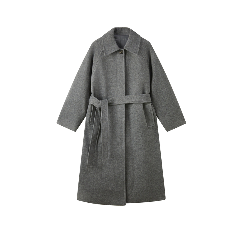 

SPAO Пальто женское серое с лацканами, умеренно прямое