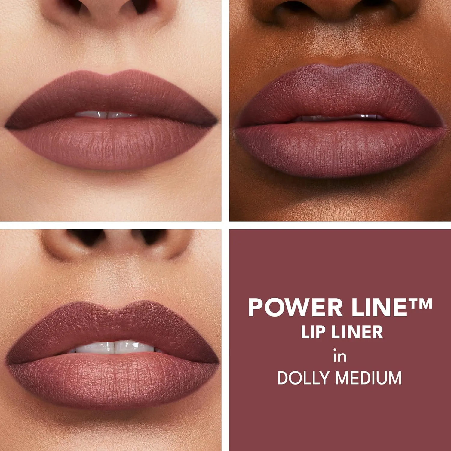 Карандаш для губ Buxom Power Line Plumping Lip Line, стойкий, водостойкий и выдвижной, увлажняющая формула с пептидами и витамином Е, матовое покрытие, не тестируется на животных, не требует заточки., AD Dolly Medium (Mauve Brown) — фото 3