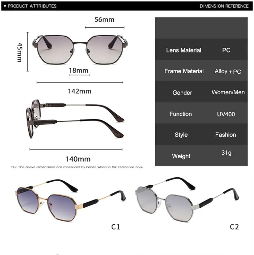 

Ретро-солнцезащитные очки Polygon для женщин, модные градиентные линзы, защита от УФ-излучения UV400, трендовые солнцезащитные очки для мужчин MTZJH, Gun Grey Tea